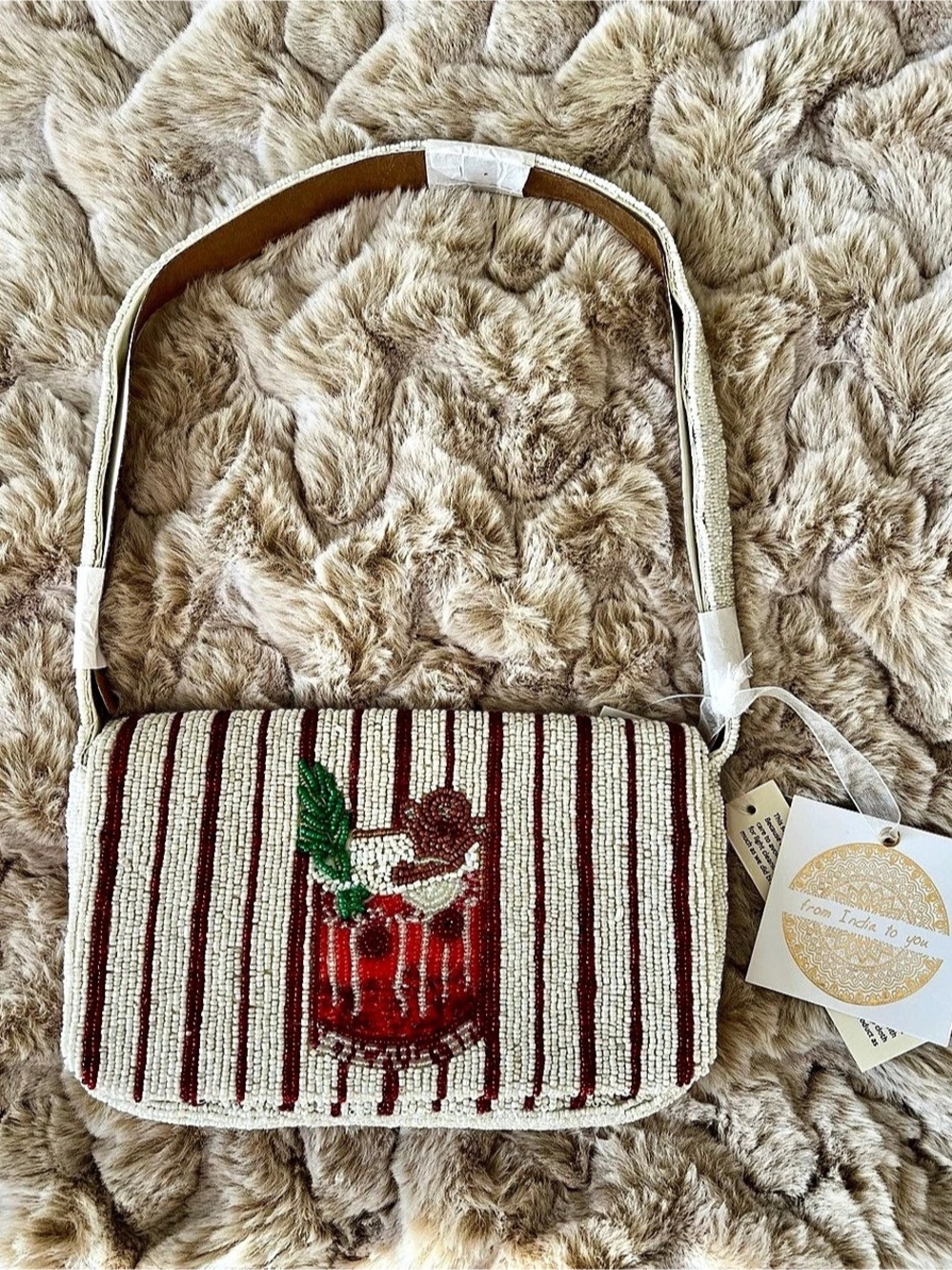Beaded Shoulder Bag - Extra Dirty Beaded Striped Shoulder Bag NWT